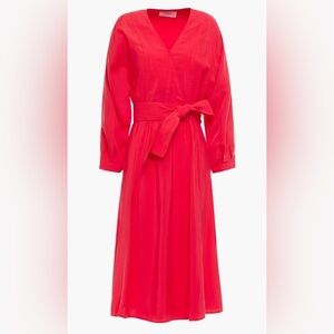 🔥🔥🔥NEW Ba&sh Cauka Crossover Tie Belt Red Midi Dress
